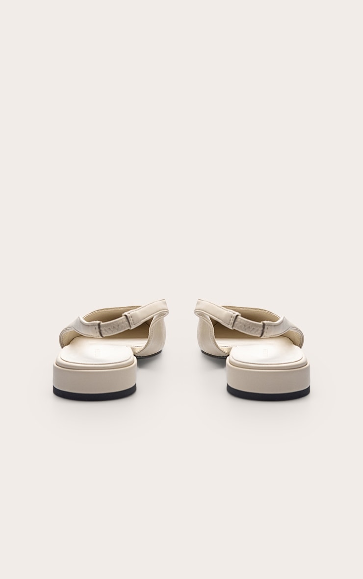 Bone Pu Flat Slingback Court Shoe image 4