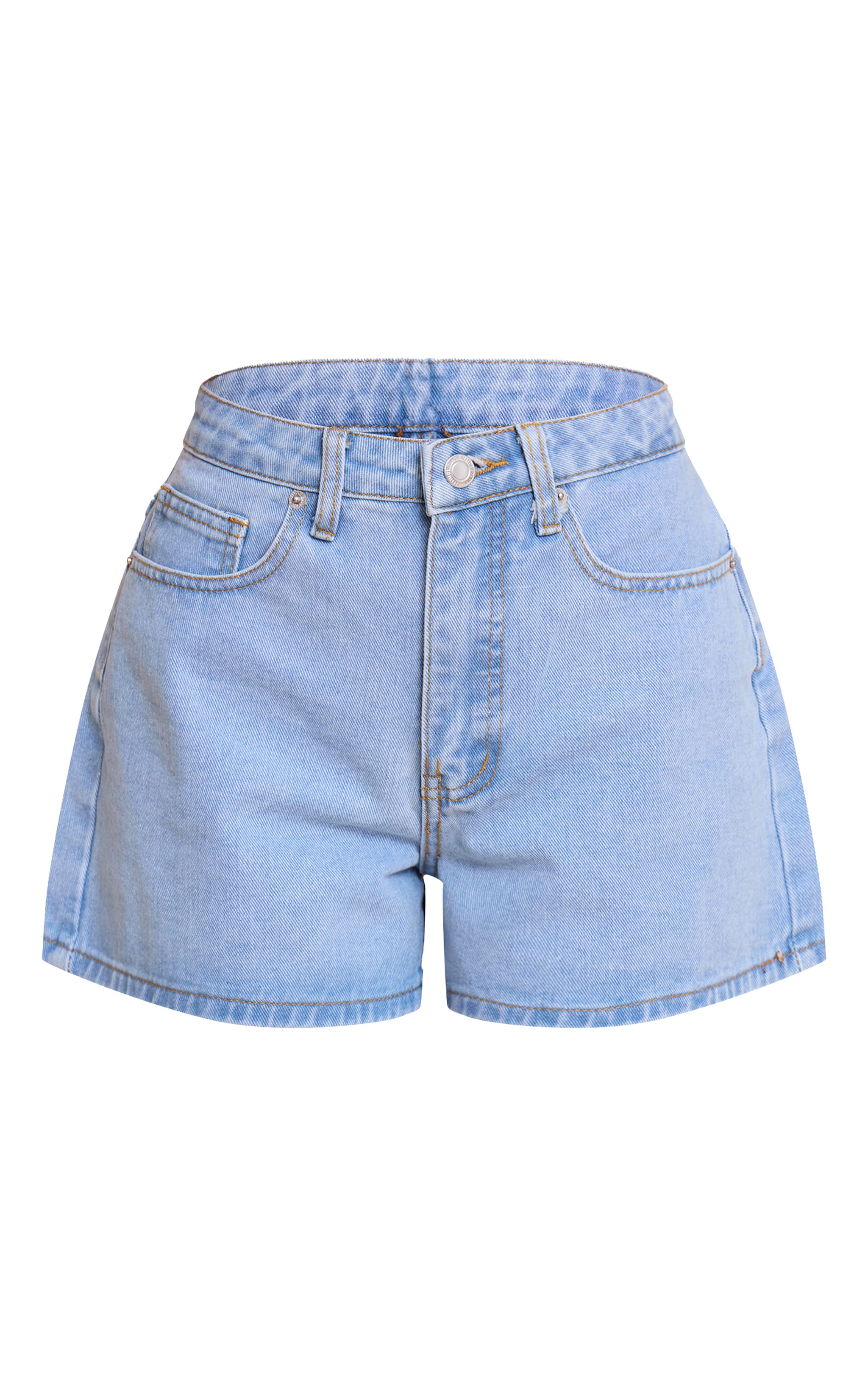 Petite Light Blue High Waisted Mom Shorts image 6