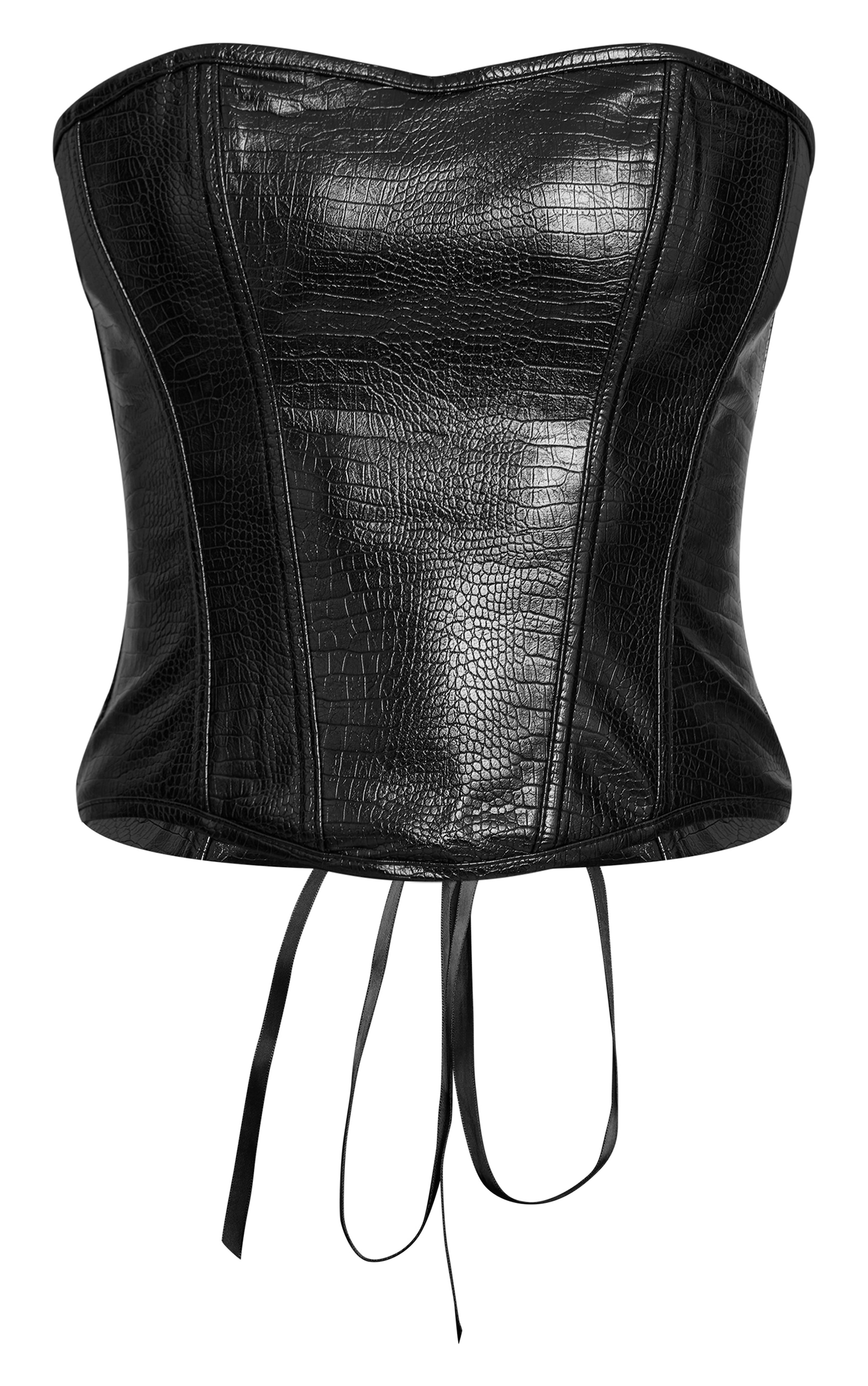 Corset bandeau en PU noir à dos lacé image 5