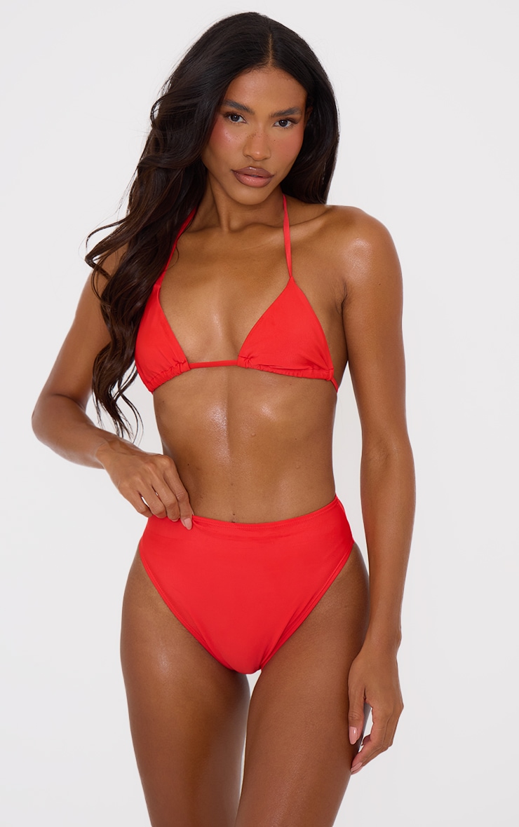 Red Mix And Match High Waisted Bikini Bottoms image 4