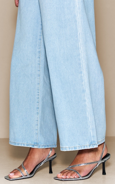 Silver Asymmetric Square Toe Heeled Sandals