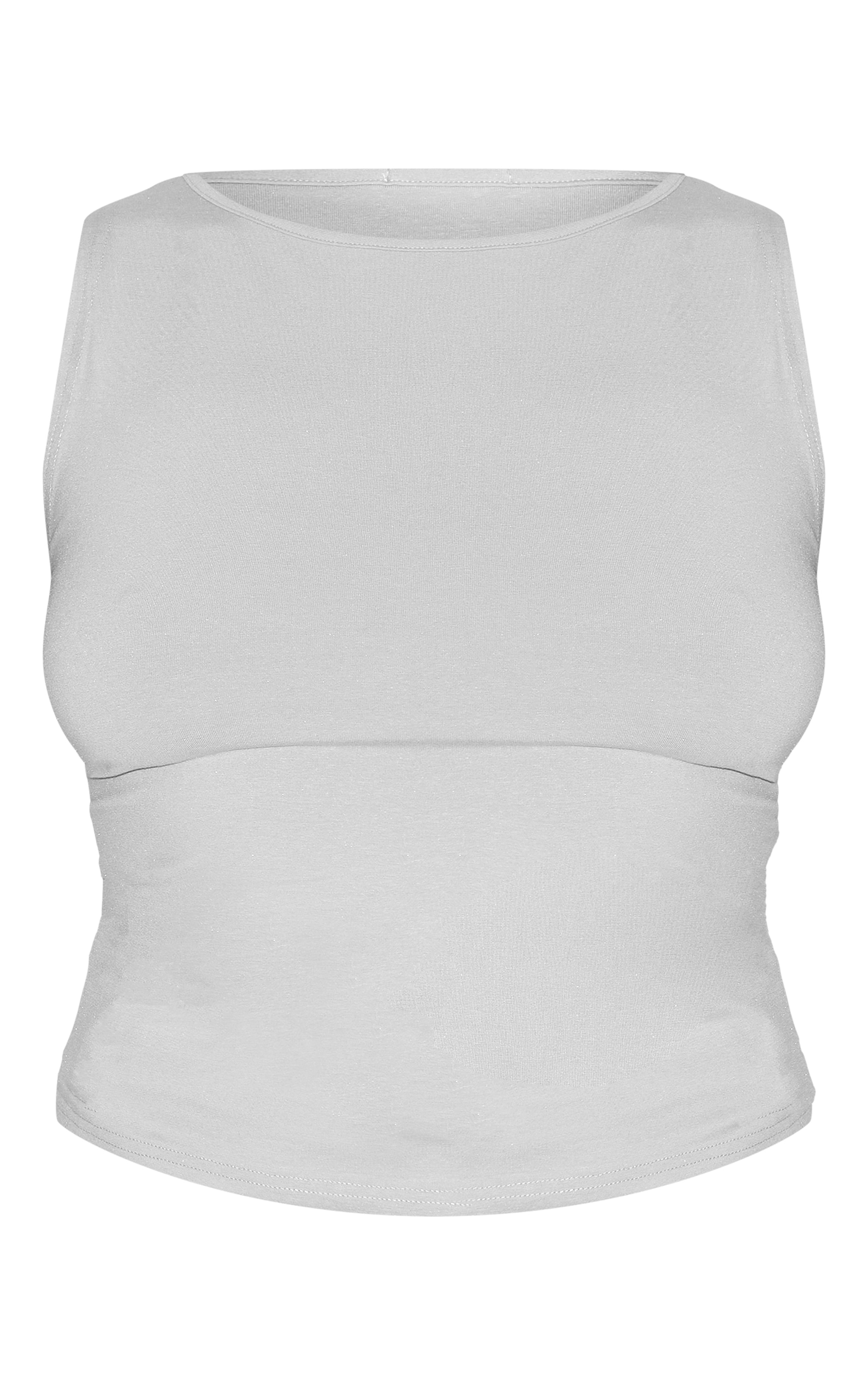 Plus Top long en coton modal gris chiné à col bateau image 5
