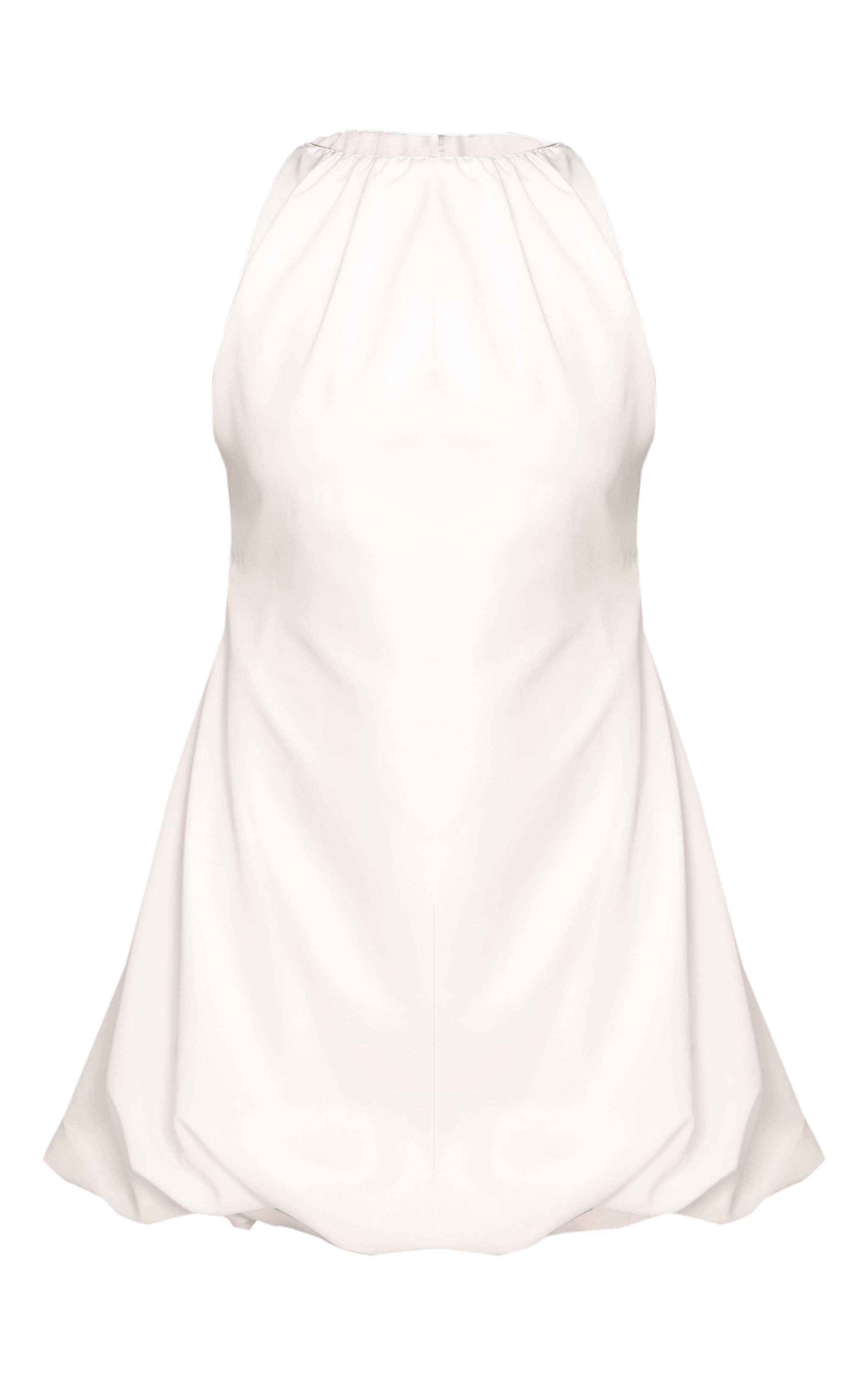 White Boat Neck Puffball Dress image 5