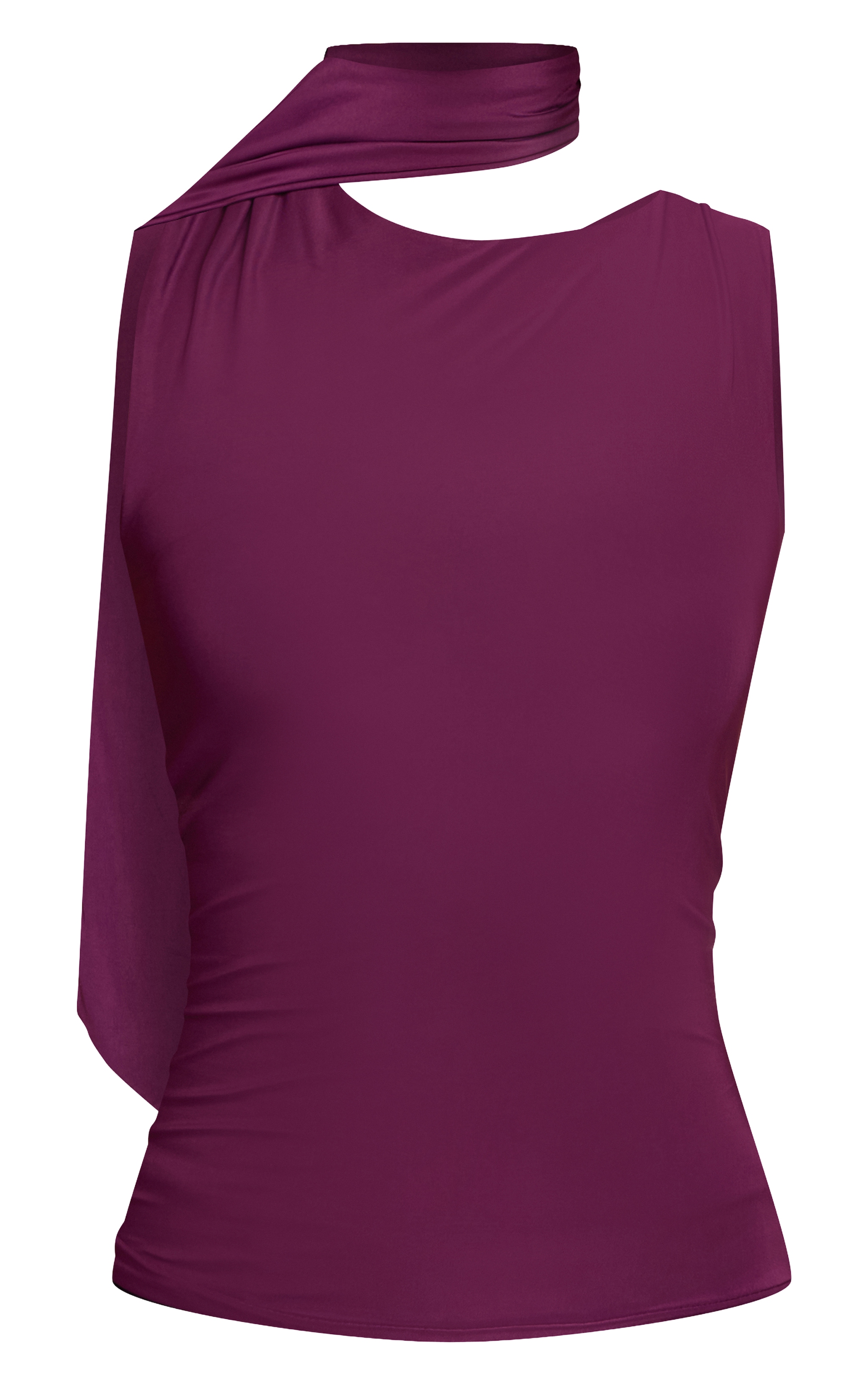 Plum Double Layer Slinky Scarf Detail Top  image 5