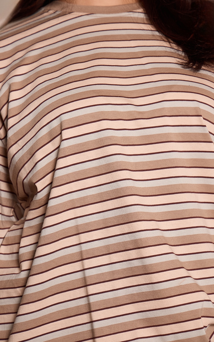 Plus Light Brown Striped Long Sleeved Top image 4