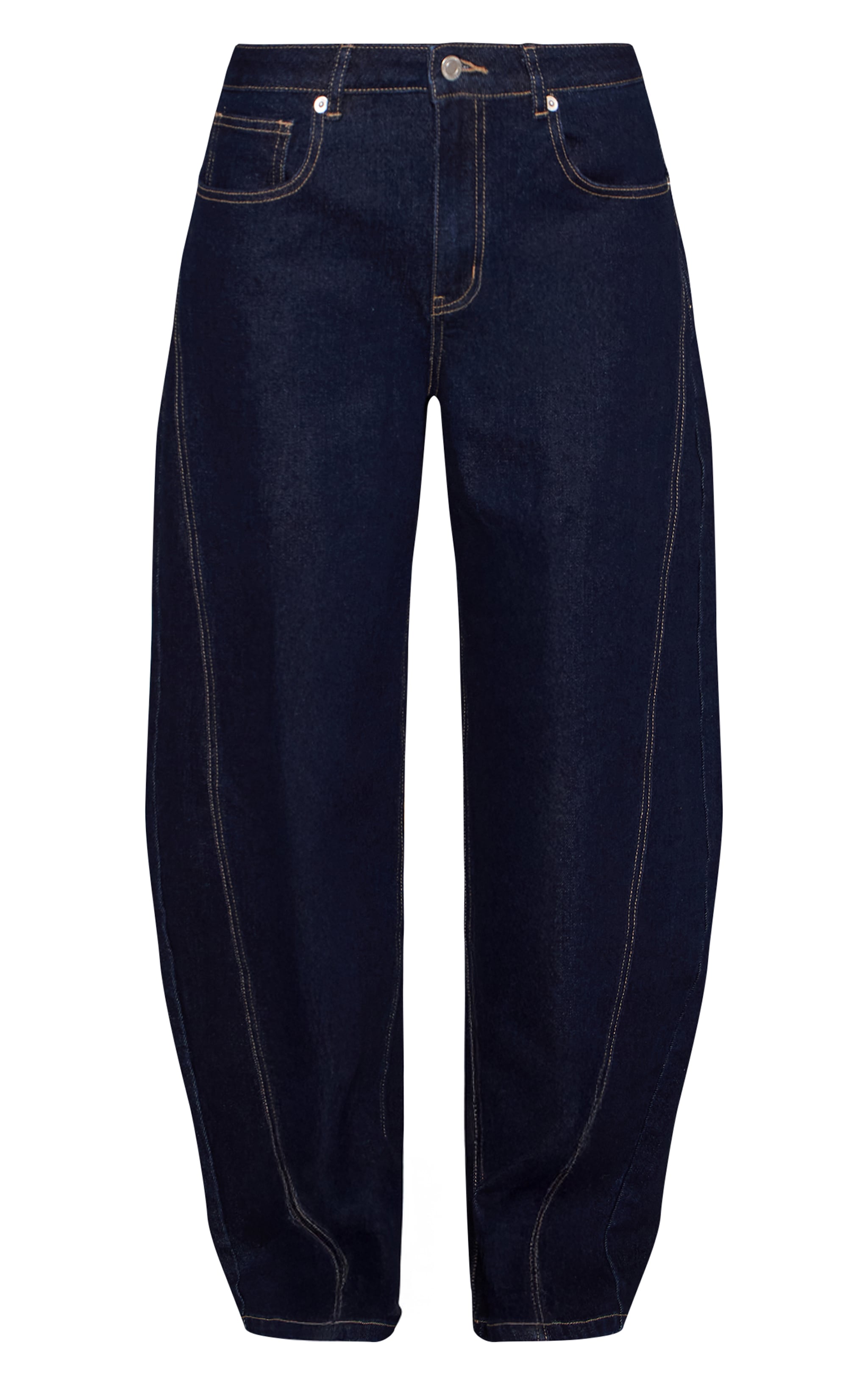 Indigo Mid Rise Stretch Barrel Jeans image 5