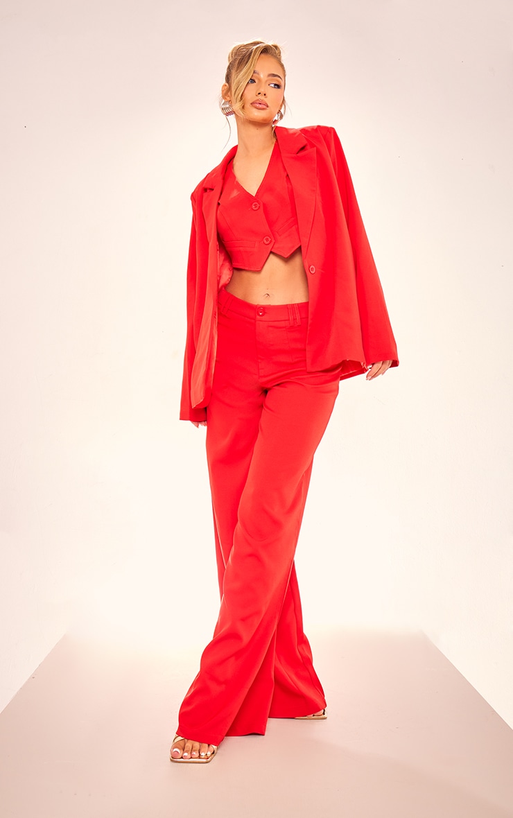 Red suit hot sale trousers womens