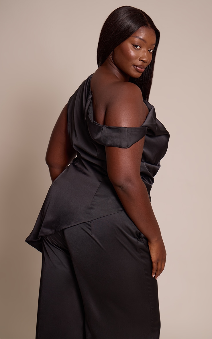 Plus Black Satin Knot Detail Top image 2