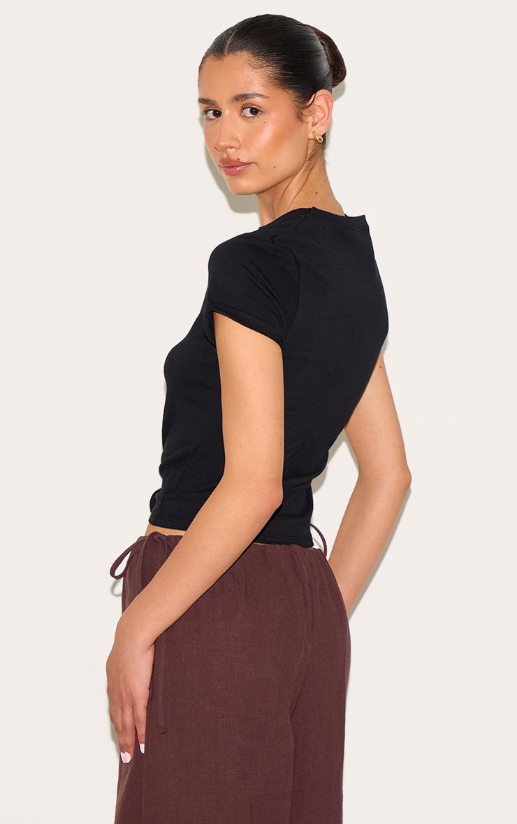 Tall Black Soft Cotton Crew Neck Short Sleeve Top image 2