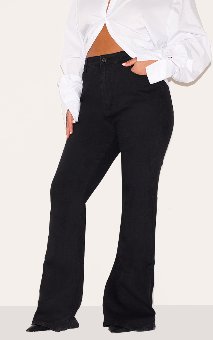 Plus Black Flare Denim Jeans image 2