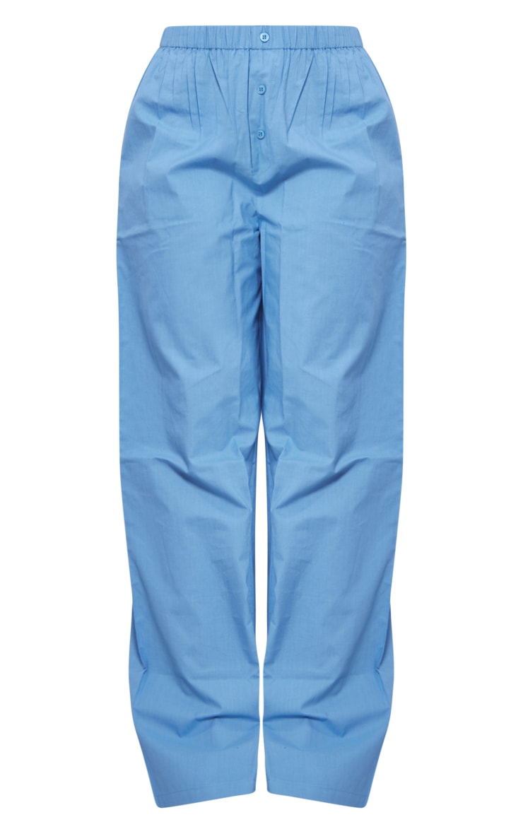 Pale Blue Cotton Poplin Button Front Pull On Pants image 5