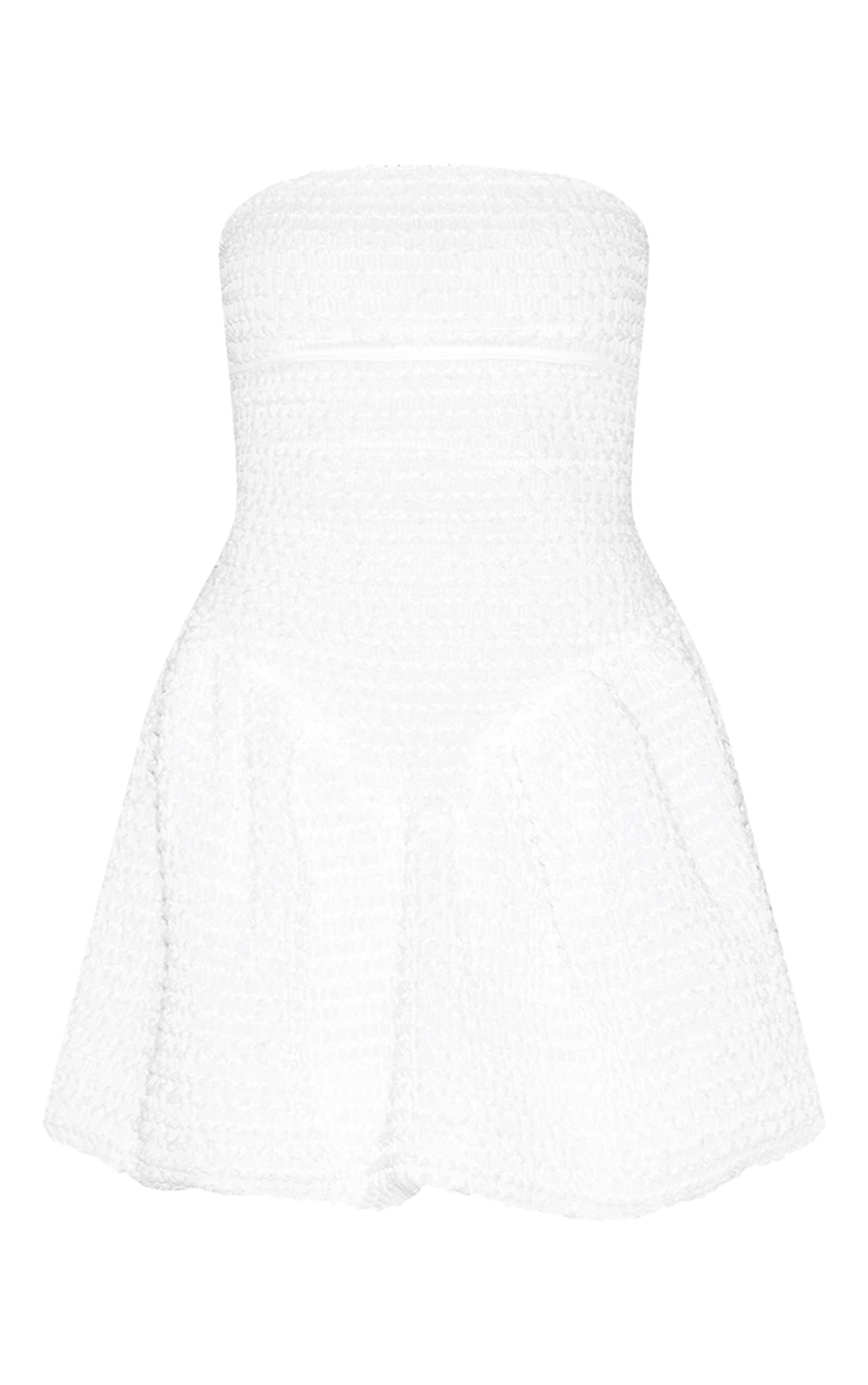 Petite White Jacquard Bandeau Puffball Dress image 5