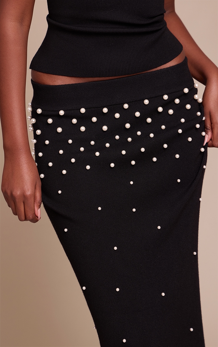 Pearl Trim Detail Knitted Maxi Skirt  image 4