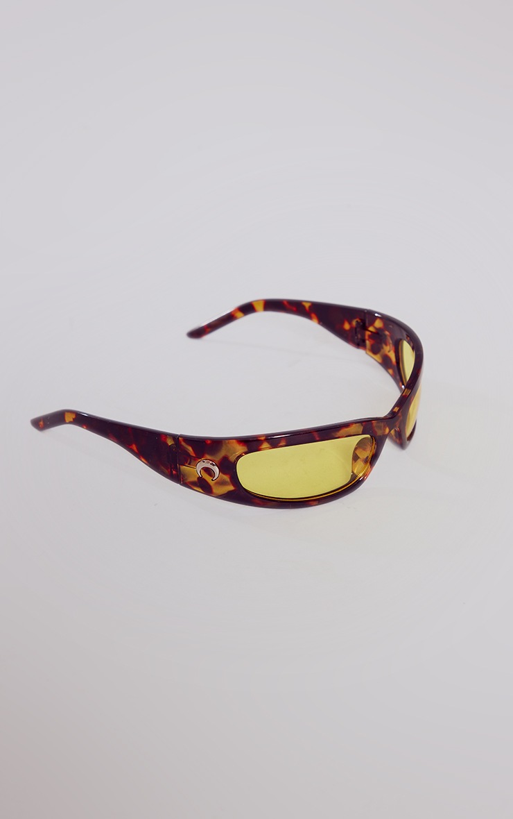 Yellow Lens Thick Frame Narrow Visor Sunglasses image 3