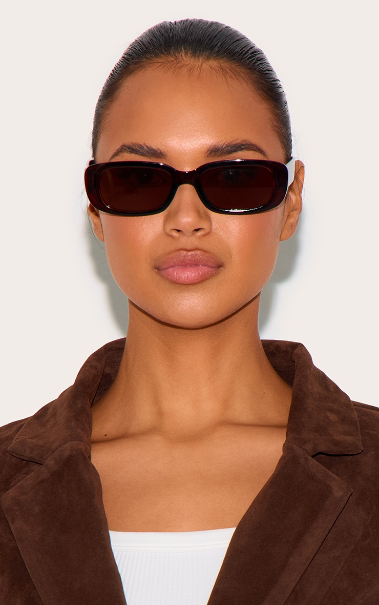 Chocolate Slim Rectangle Sunglasses image 1