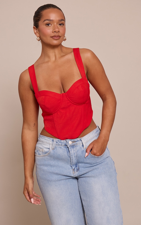 Shape Red Corset Style Crop Top