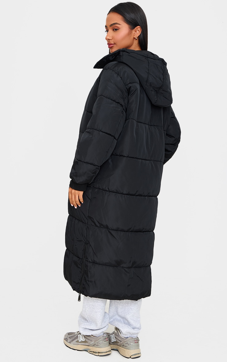 Petite Black Longline Puffer Coat image 2