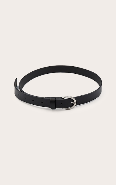 Black PU Basic Crescent Buckle Belt