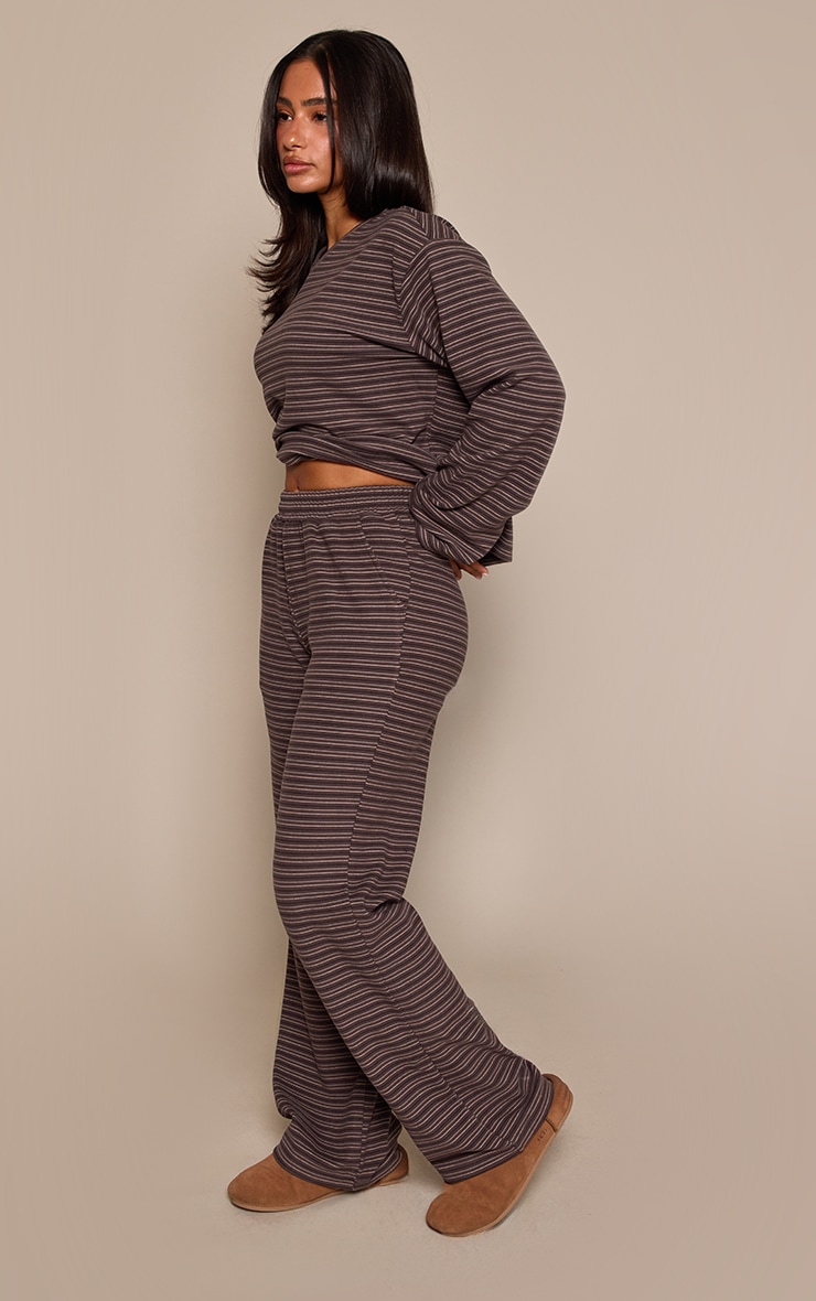 Petite Charcoal Stripe Soft Touch Drawstring Wide Leg Sweatpants image 2
