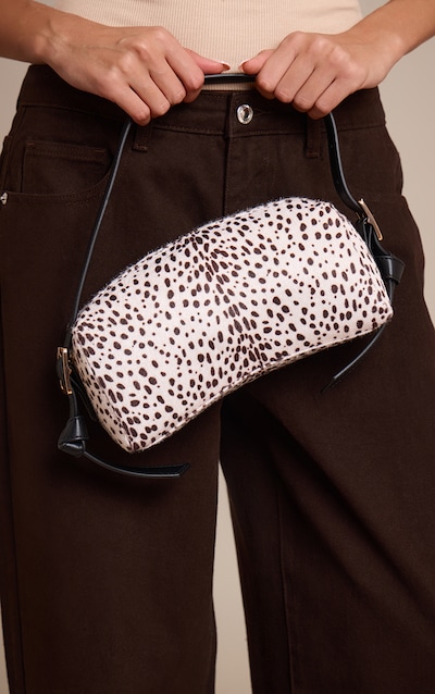 Dalmation Print Pony Hair Baguette Shoulder Bag