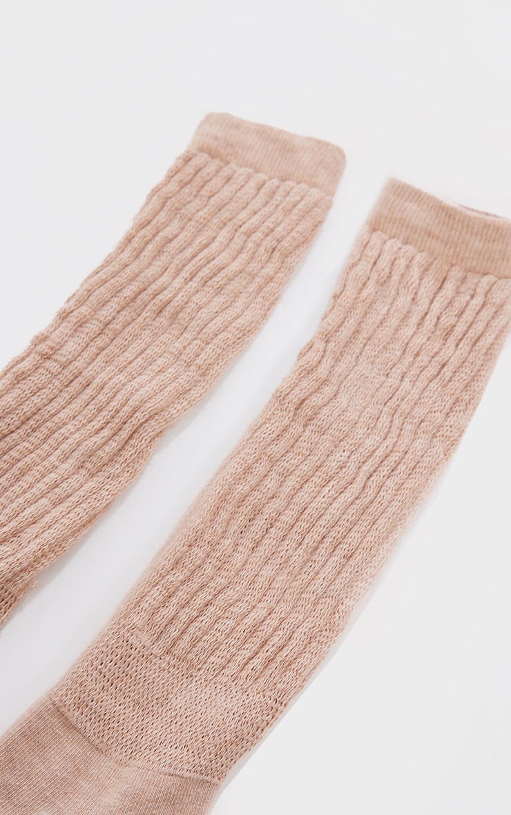 Oatmeal Marl Chunky Knitted Slouchy Socks image 3