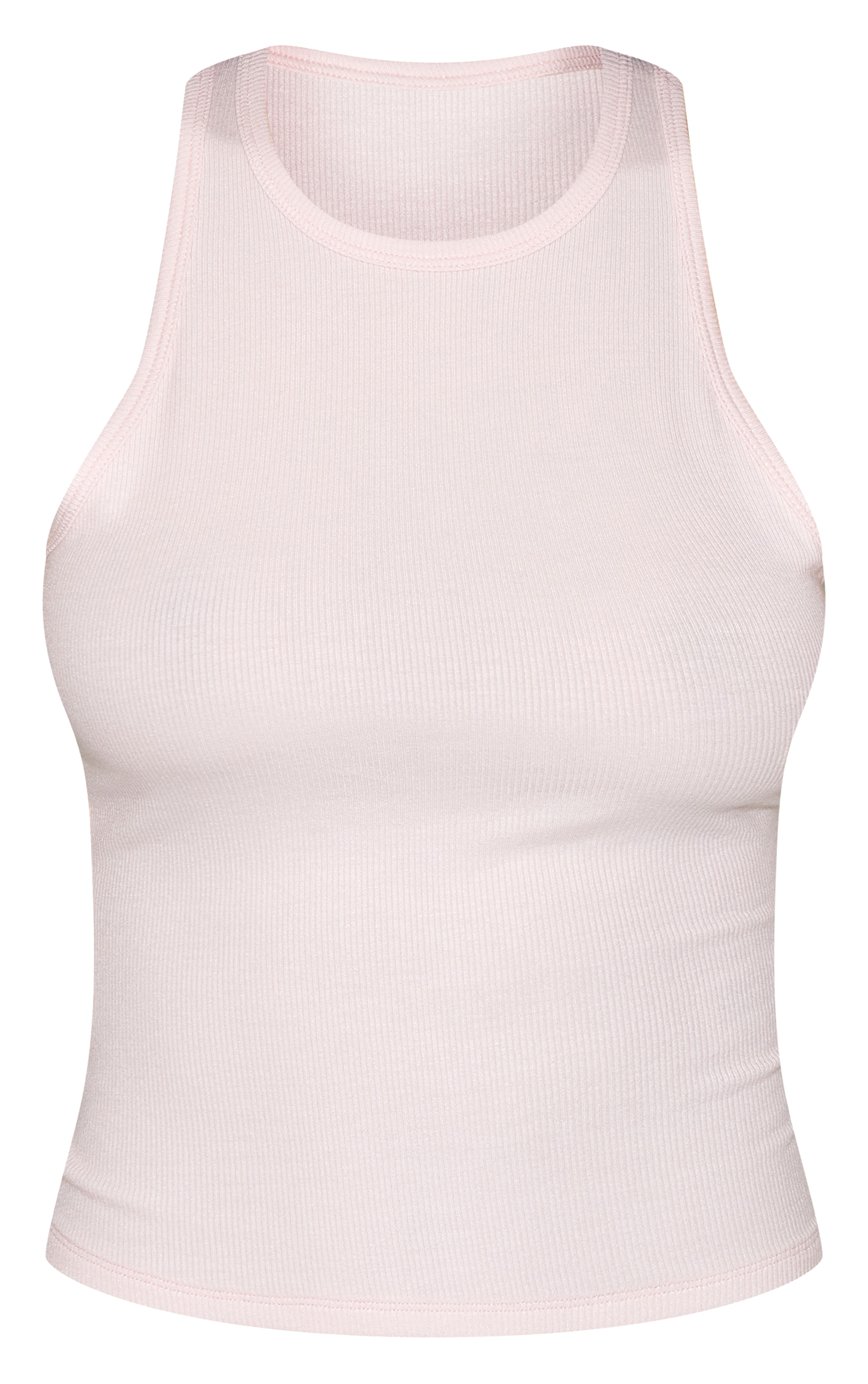 Baby Pink Soft Rib Racer Neck Vest Top image 5