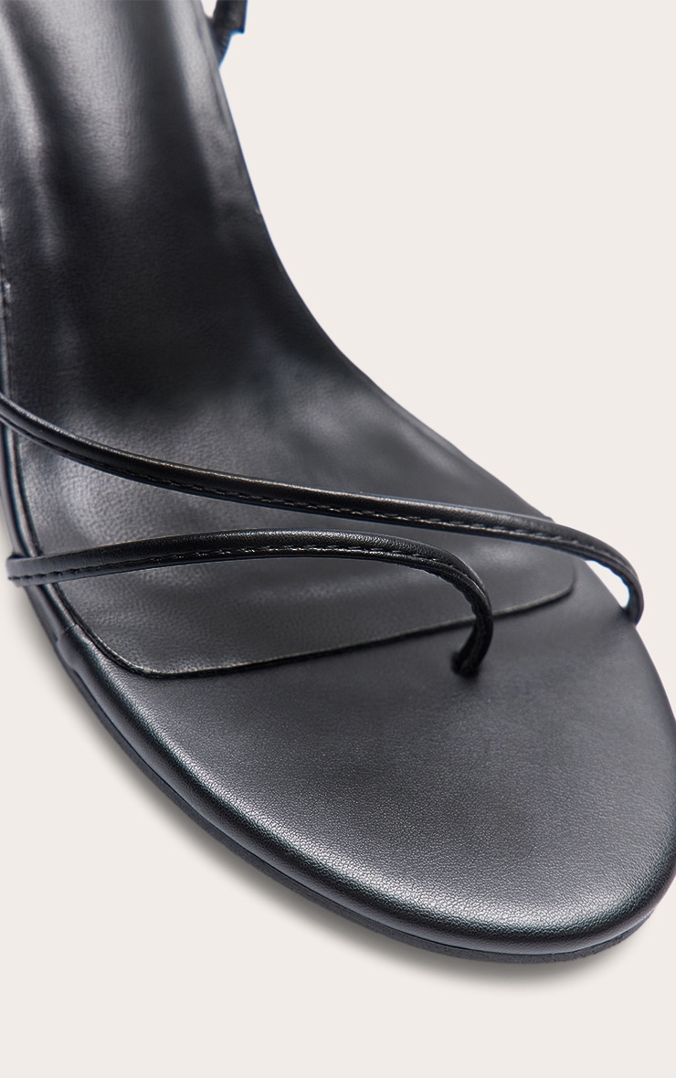 Black Pu Double Strap Round Toe Low Heeled Slingback image 5