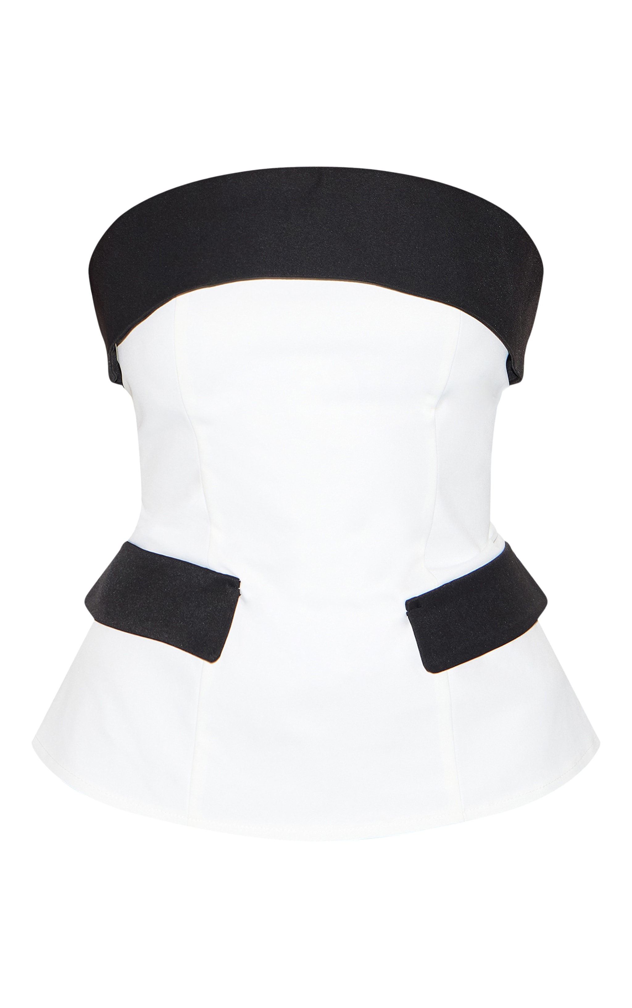 White Contrast Pocket Detail Foldover Bandeau image 5