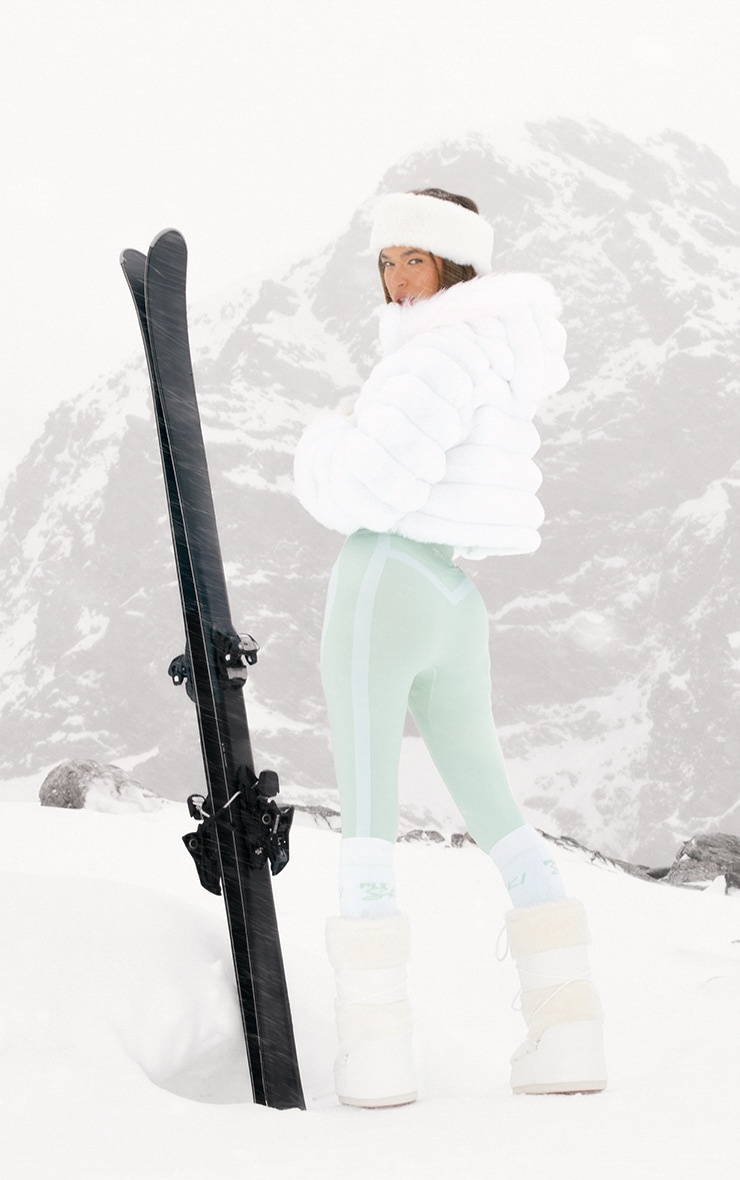 White Bubble Faux Fur Puffer Coat image 2