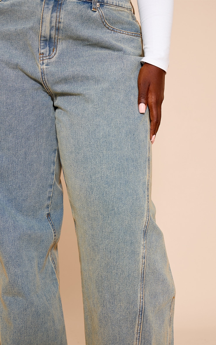 Plus Vintage Seam Detail Relaxed Wide Leg Jeans image 4