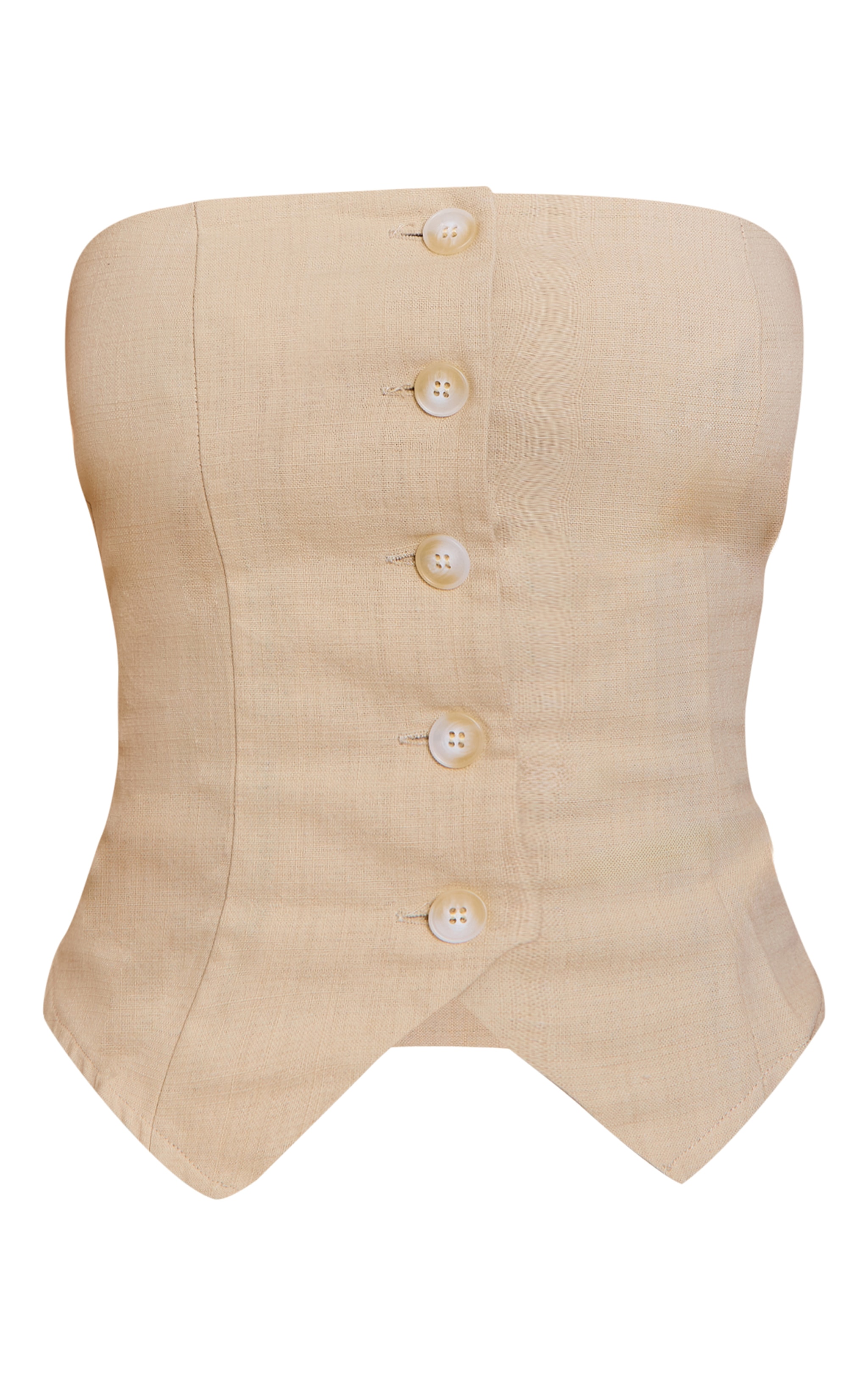 Petite Top bustier en effet lin gris pierre natural à boutons image 5