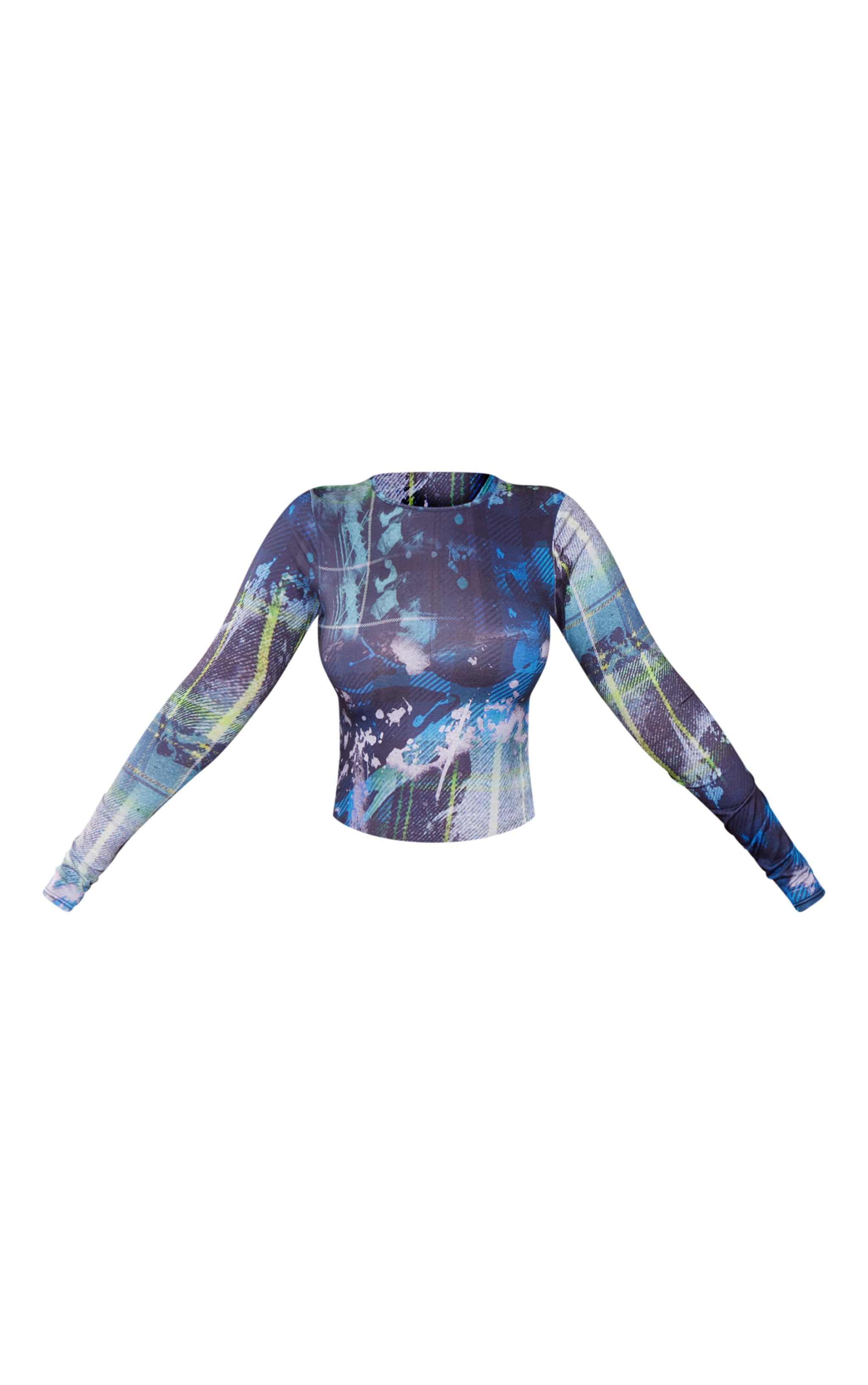 Dark Blue Abstract Print Jersey Top image 5