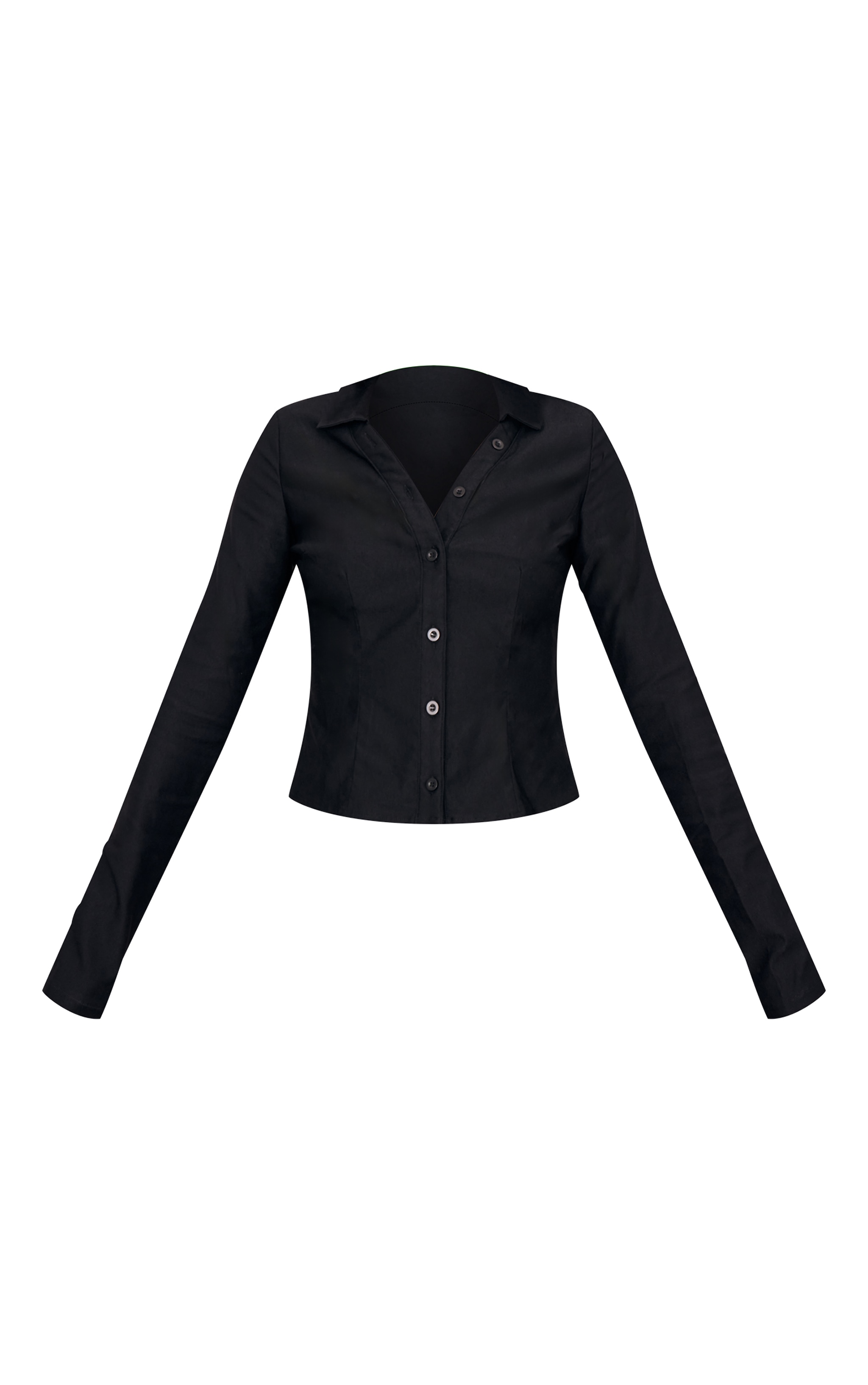 Black Woven Long Sleeve Cargo Shirt image 5