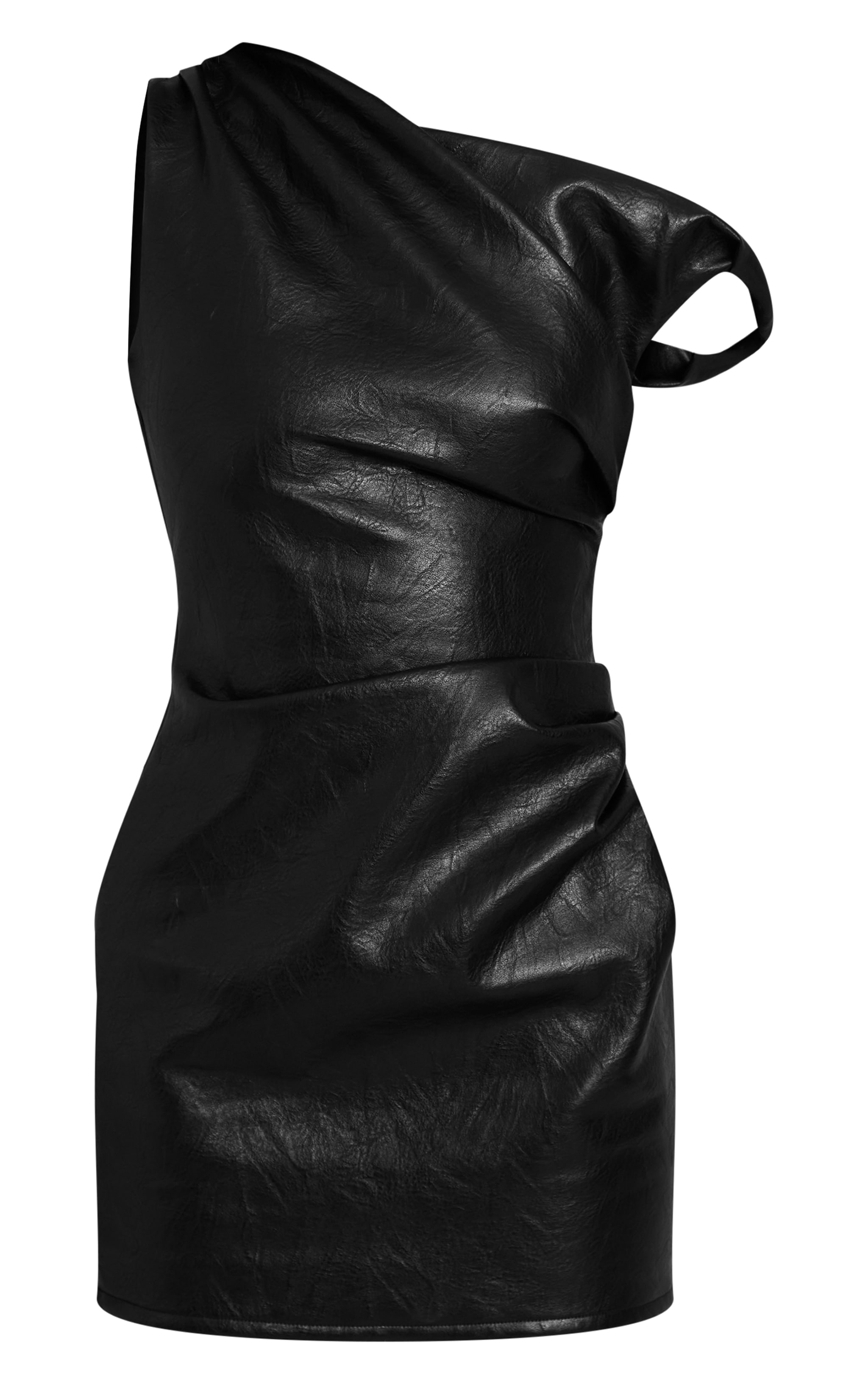 Black Asymmetric Off The Shoulder Mini Dress image 5