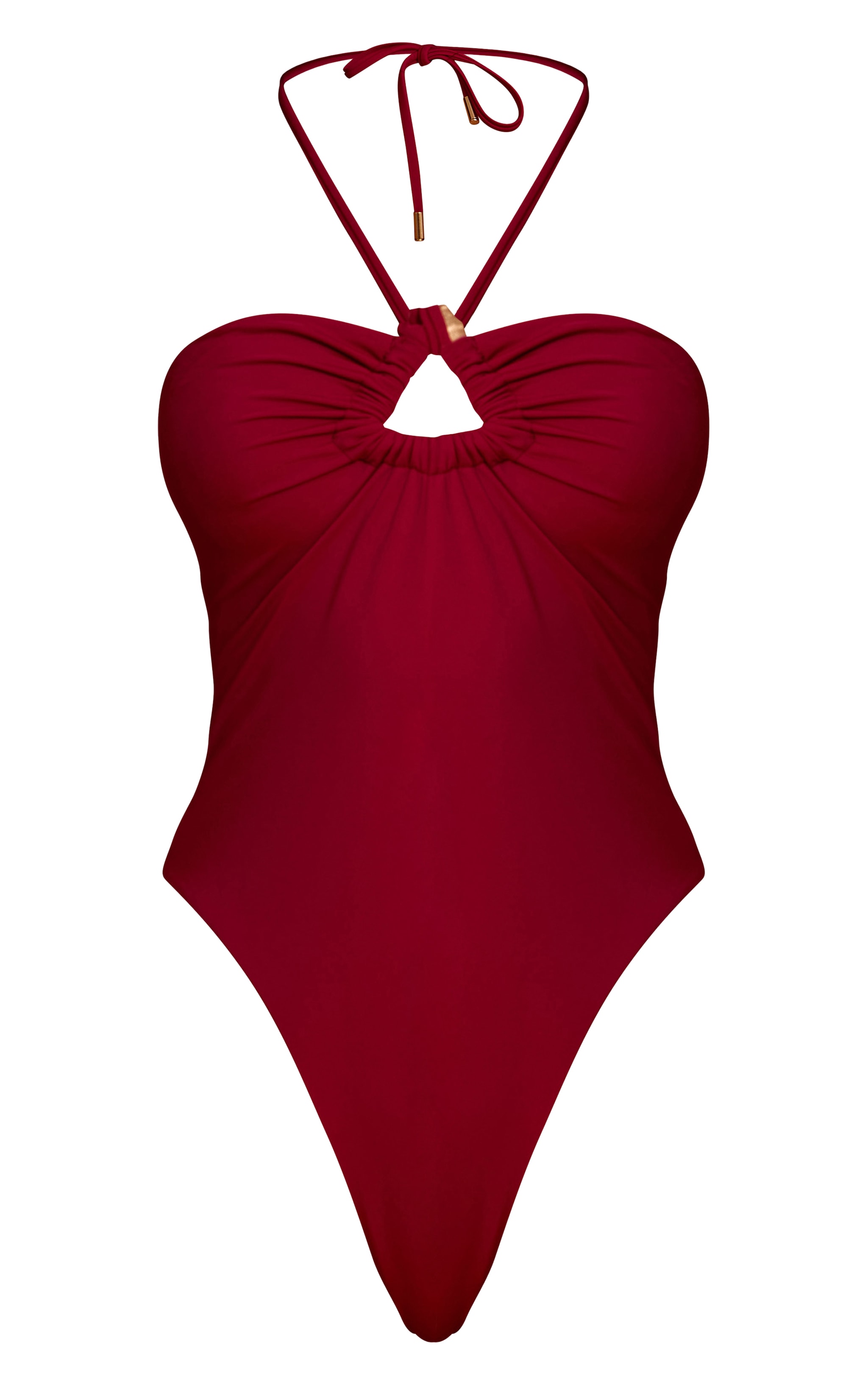 Magenta Triangle Trim Halter Neck Swimsuit image 5