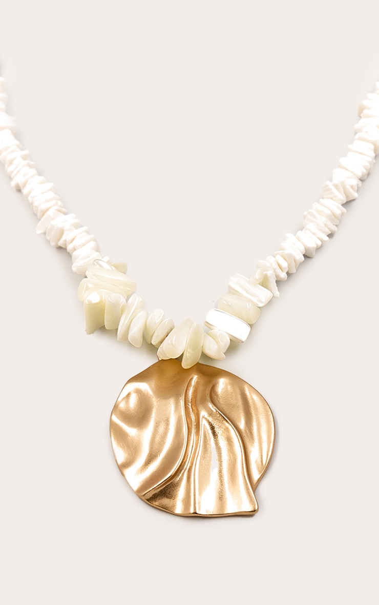 Cream Shell Molten Pendant Necklace image 3