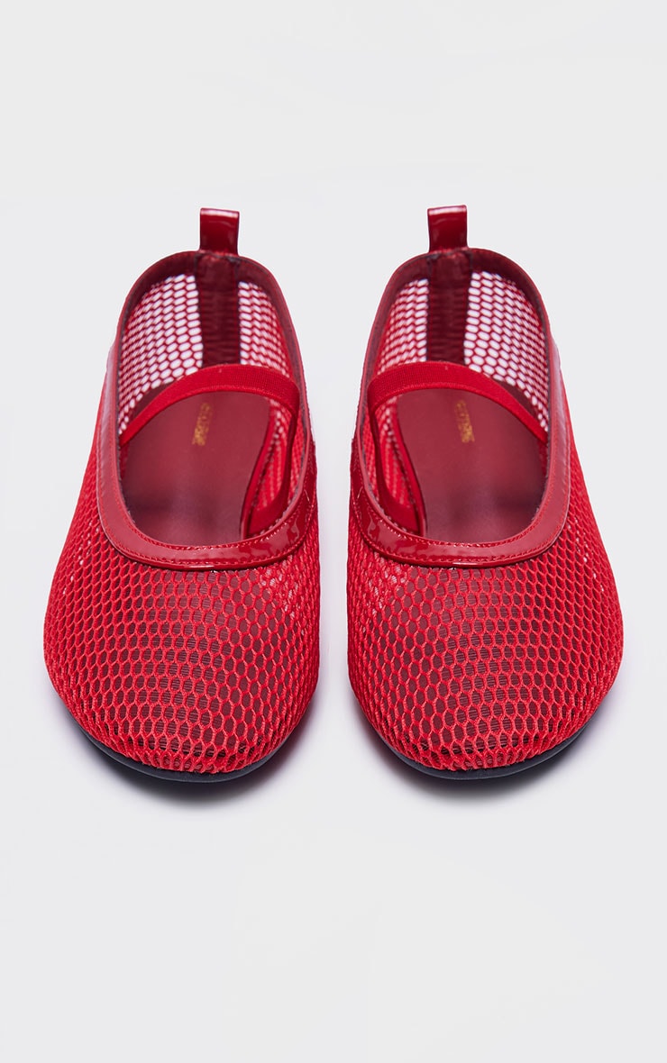 Red Mesh Ballet Flats image 1