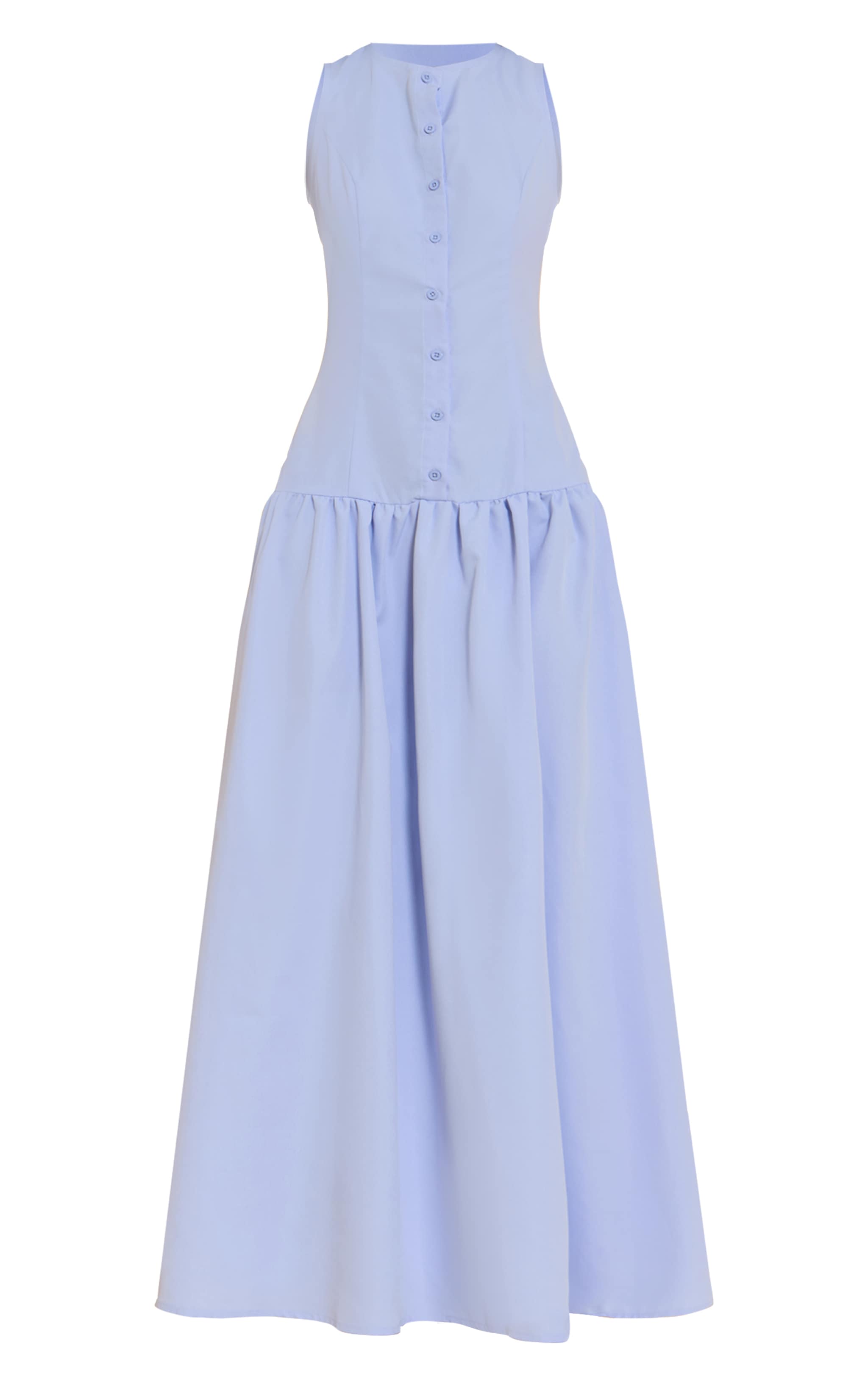 Light Blue Button Down Drop Waist Maxi Dress image 5