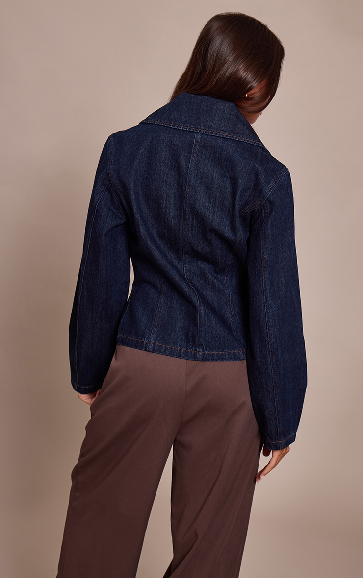 Indigo Sailor Collar Double Ended Zip Cinch Jacket image 2
