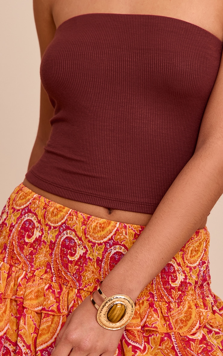 Orange Printed Chiffon Tierred Mini Skirt image 5