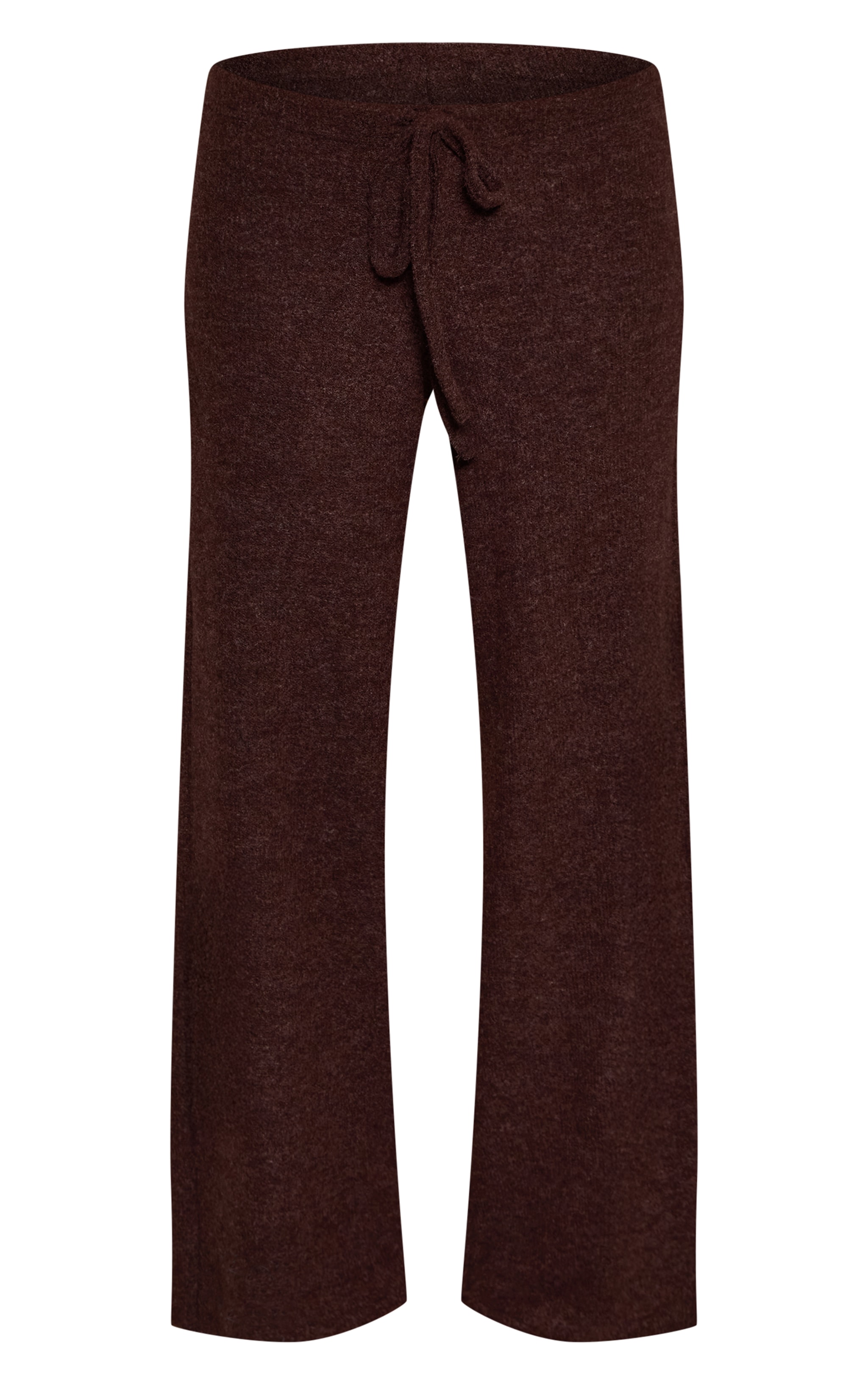 Dark Brown Marl Ribbed Wide Leg Trousers image 5