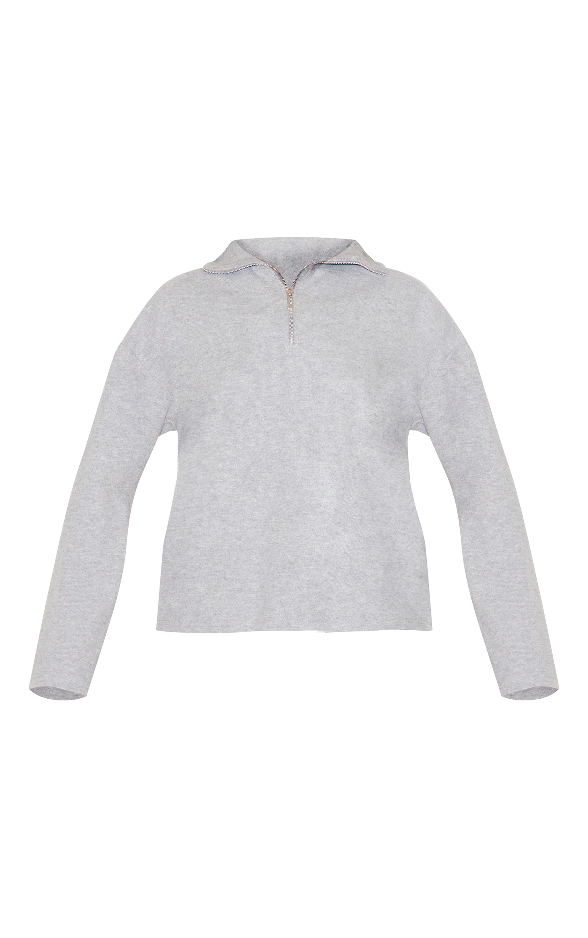 Grey Collared Zip Up Sweatshirt image 5