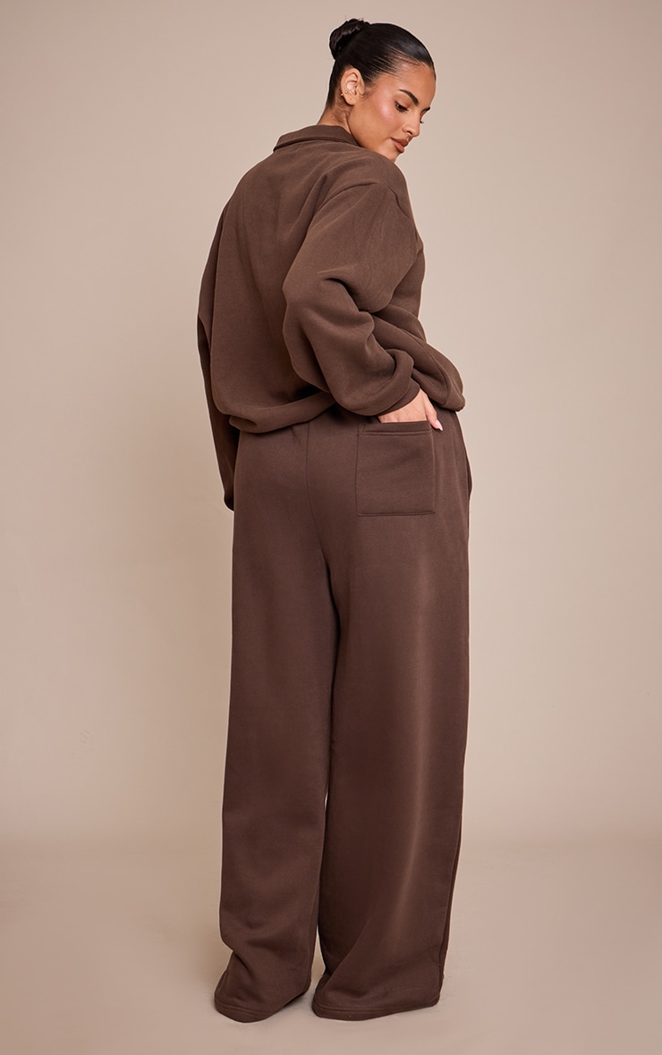 Plus Chocolate Cotton Fleece Straight Leg Sweatpants image 3