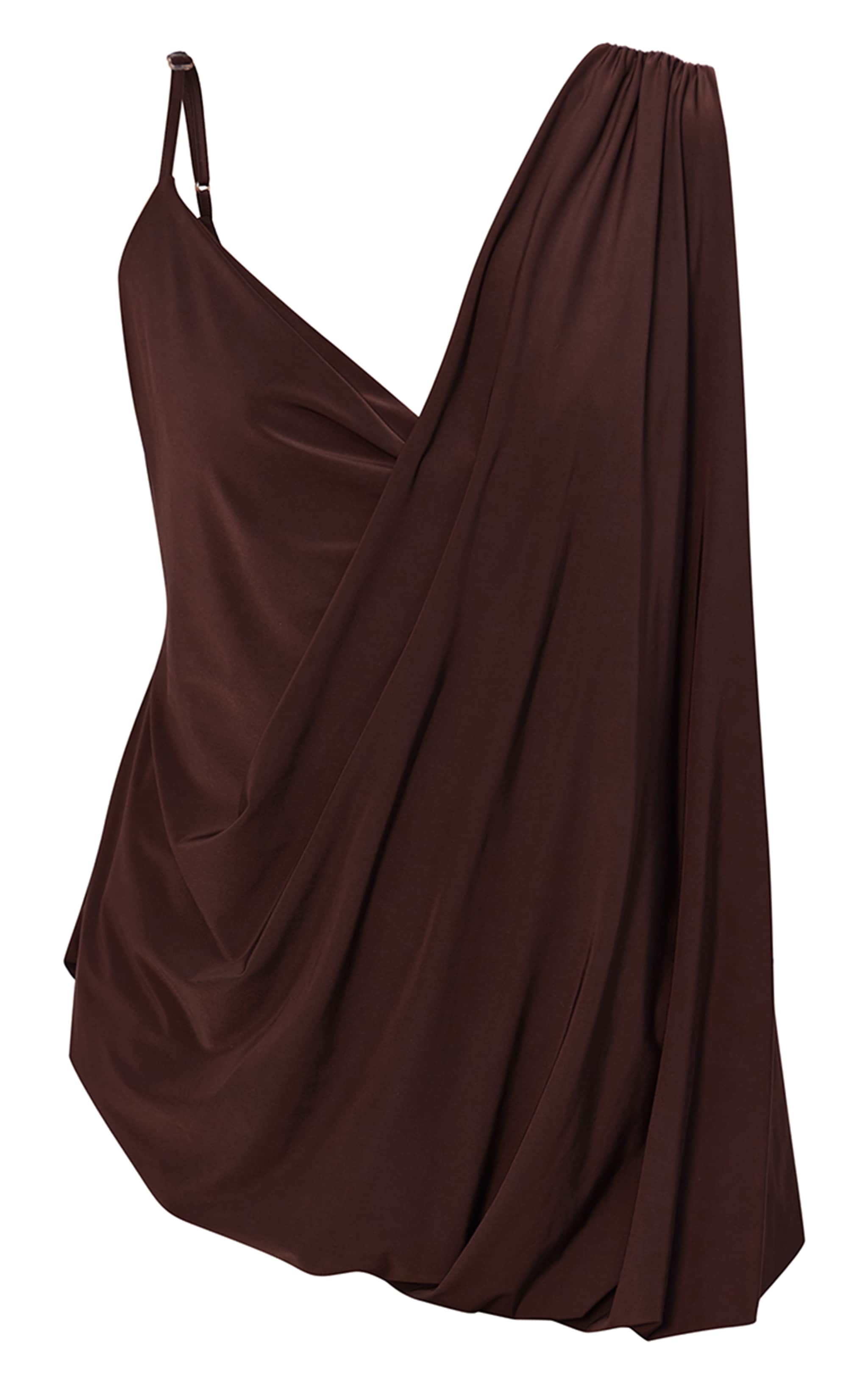 Chocolate Brown Slinky Strappy Drape Top image 6