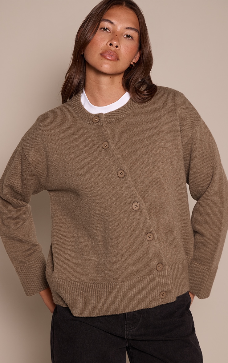 Pistachio Asymmetric Button Down Cardigan | Knitwear