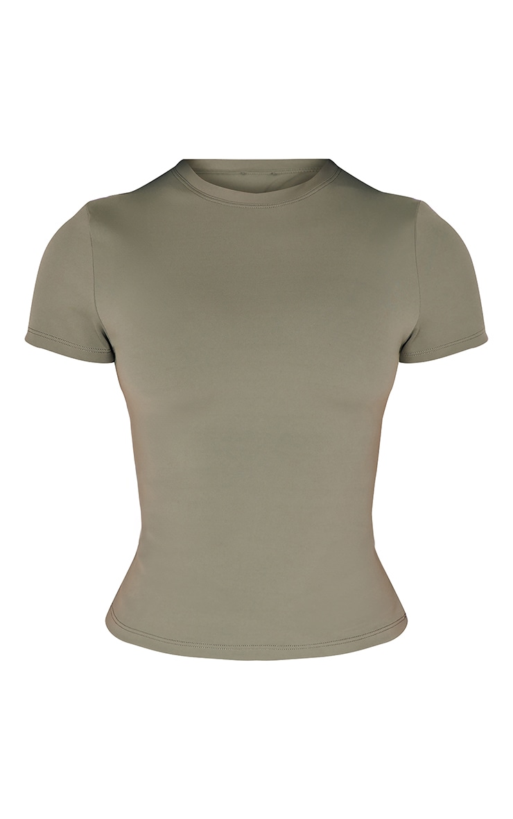 Petite Olive Sculpt Longline Short Sleeve Gym Top image 5