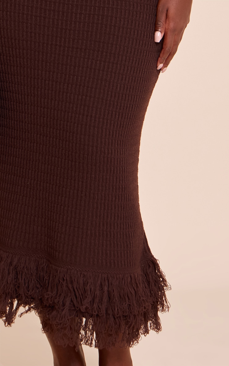 Plus Chocolate Loop Knit Asymmetric Maxi Dress image 4