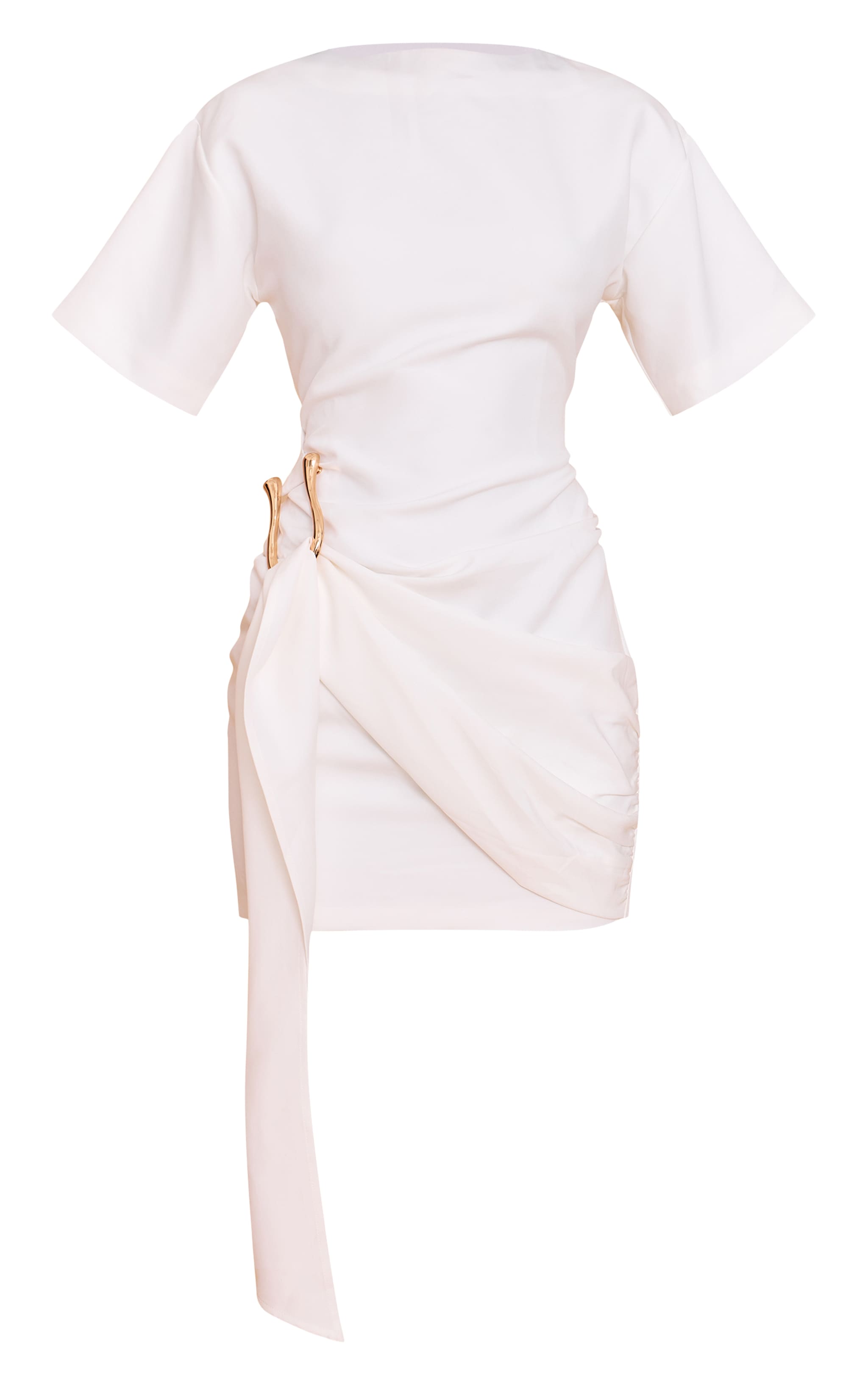 Cream Woven Trim Wrap Mini Dress image 5