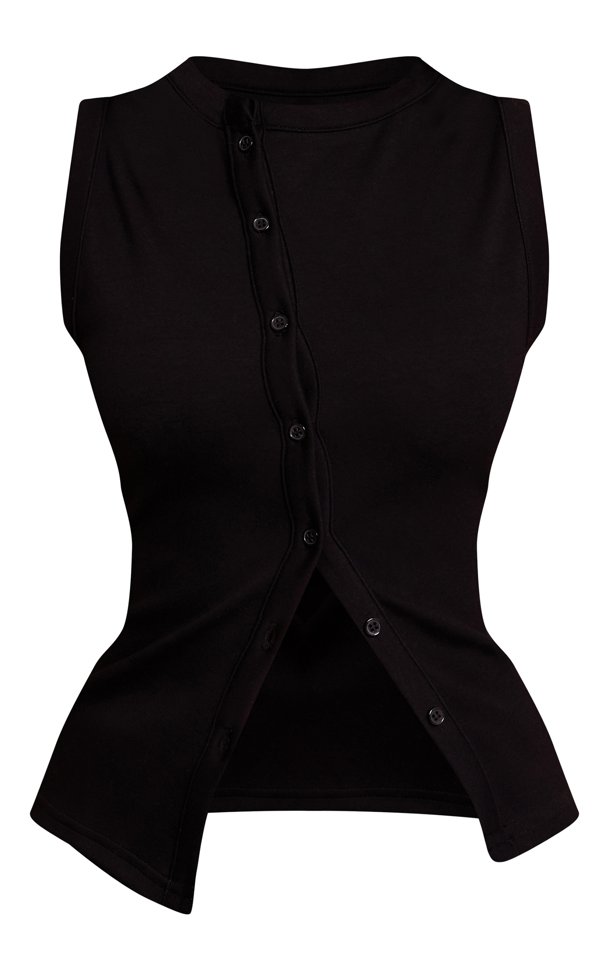 Petite Gilet modal noir à boutons asymétriques image 5