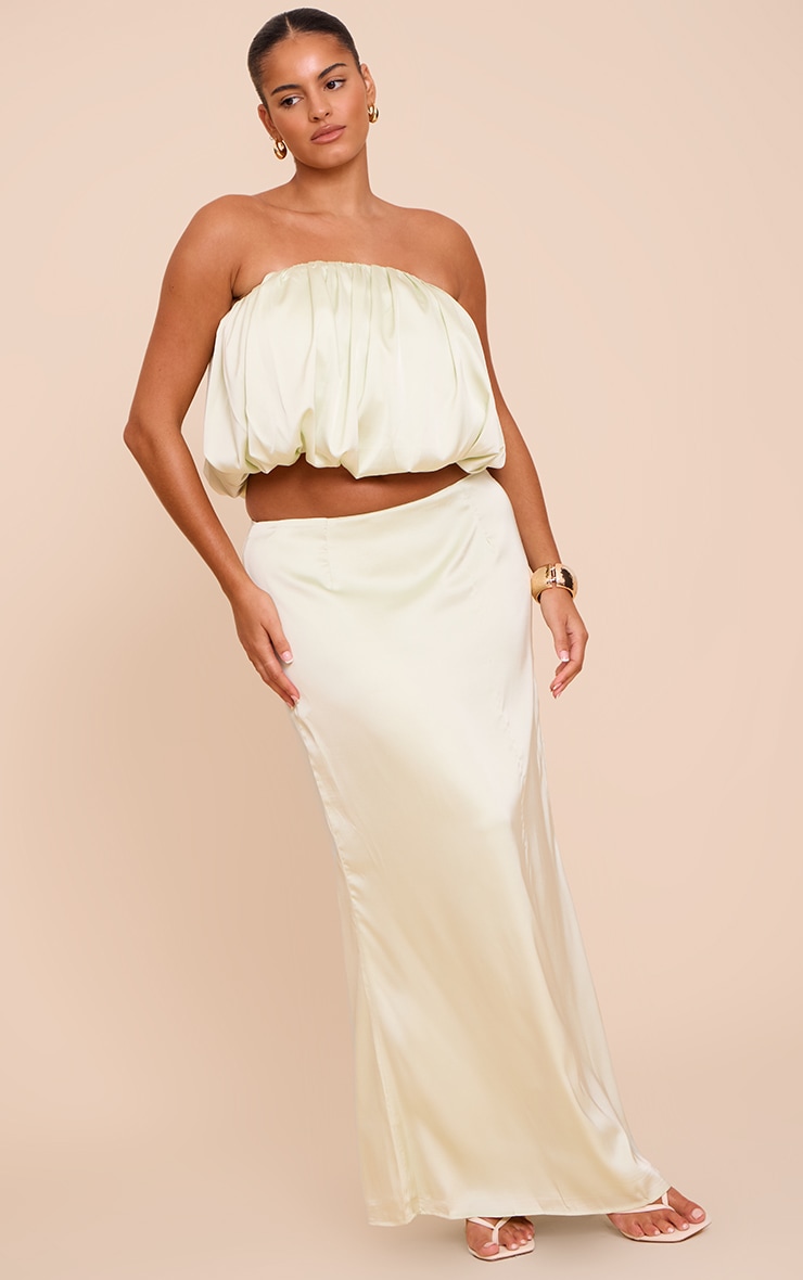 Plus Top bustier bouffant satiné vert menthe image 3